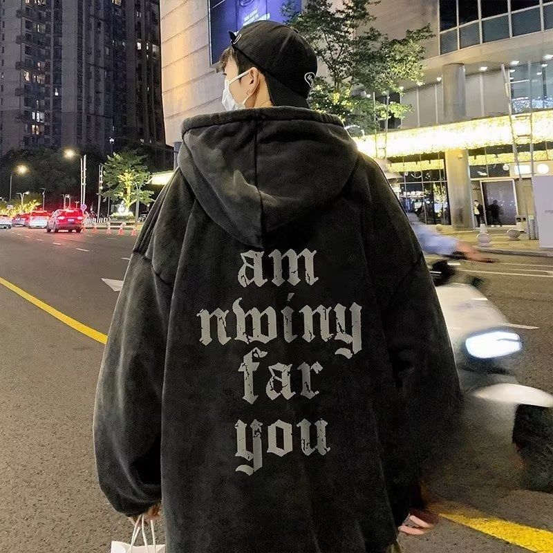 High Street Vibe Fleece Thickened Sweater Men's Ruffian Handsome High Sense_voghion.com