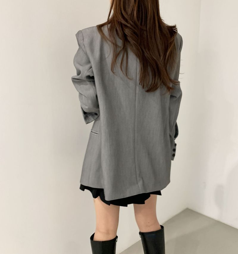 2024 Outono/Inverno Novo Melad Dress Up Coreano Chique Clássico Marrom Cinza Terno Casaco_voghion.com