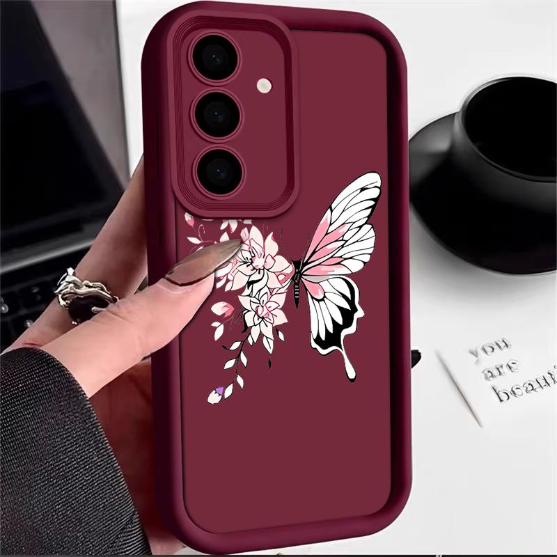 Weiche Silikonhülle mit Schmetterlingsdesign für Samsung Galaxy S21/S25/S24/S23/S22 /S20 5G/A34, sturz- und wasserdicht, langlebig und stilvoll_voghion.com