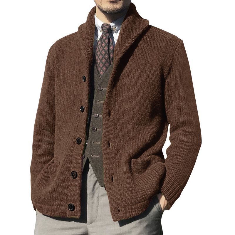 "Herren-Strickjacke aus Polyester – Klassischer Pullover mit offener Vorderseite für Business Casual (M-XXL, 5 neutrale Töne)"_voghion.com