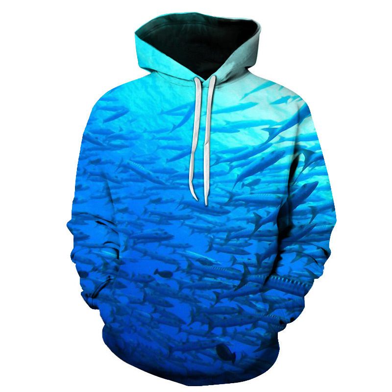 Neu für Männer mit 3D-Digitaldruck-Fischmuster, lässiges Unisex-Kapuzenpullover_voghion.com