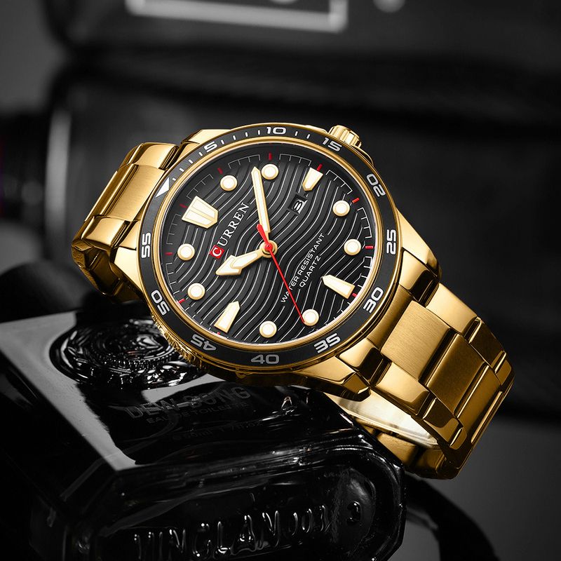 Lässige, wasserdichte Quarzuhr für Herren mit Datumsfunktion, rundem, großem Zifferblatt, Edelstahlarmband, Mineralglas, modische Armbanduhr für den Alltag_voghion.com