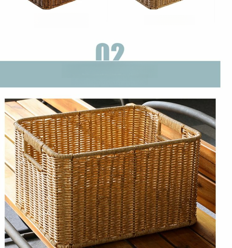 Mobiletto nordico Pulan, contenitore intrecciato, semplice organizer per soggiorno, cestino porta snack in rattan_voghion.com