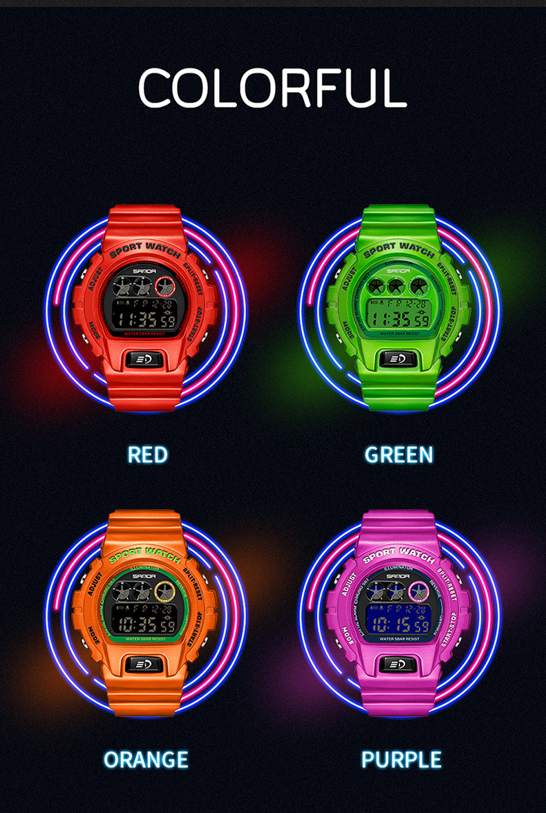 Sanda dopamina elettronica per studenti e studentesse, orologio impermeabile alla moda, tendenza multifunzionale 2017_voghion.com