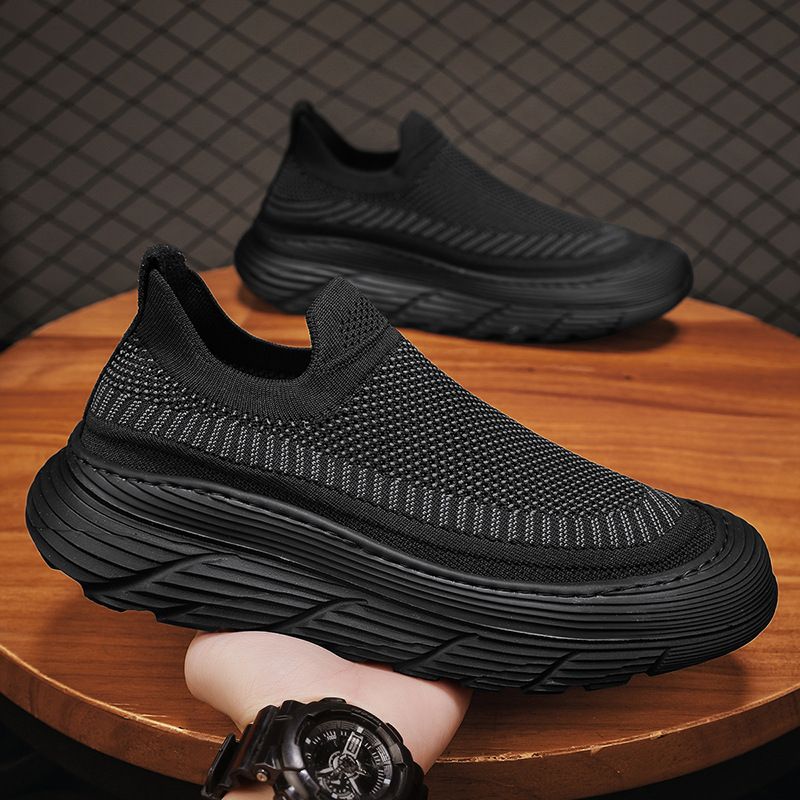 Unbeatable Quality 2024 Summer Thick Soled Fly Woven Breathable Men's Shoes, Niche Lightweight Casual Sports Board Shoes_voghion.com