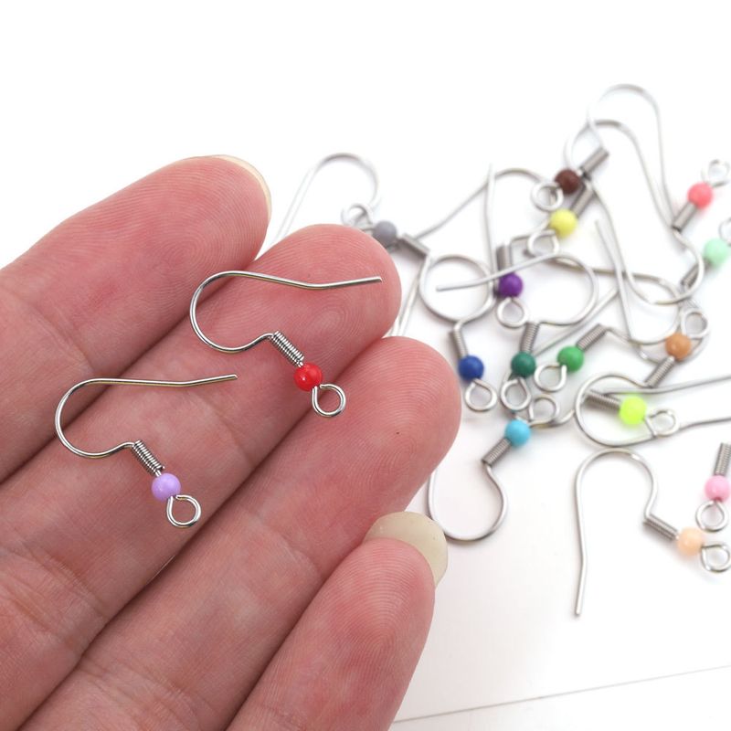 Gioielli fai da te in acciaio inossidabile con orecchini a molla con perline rotonde, accessori colorati, orecchini_voghion.com