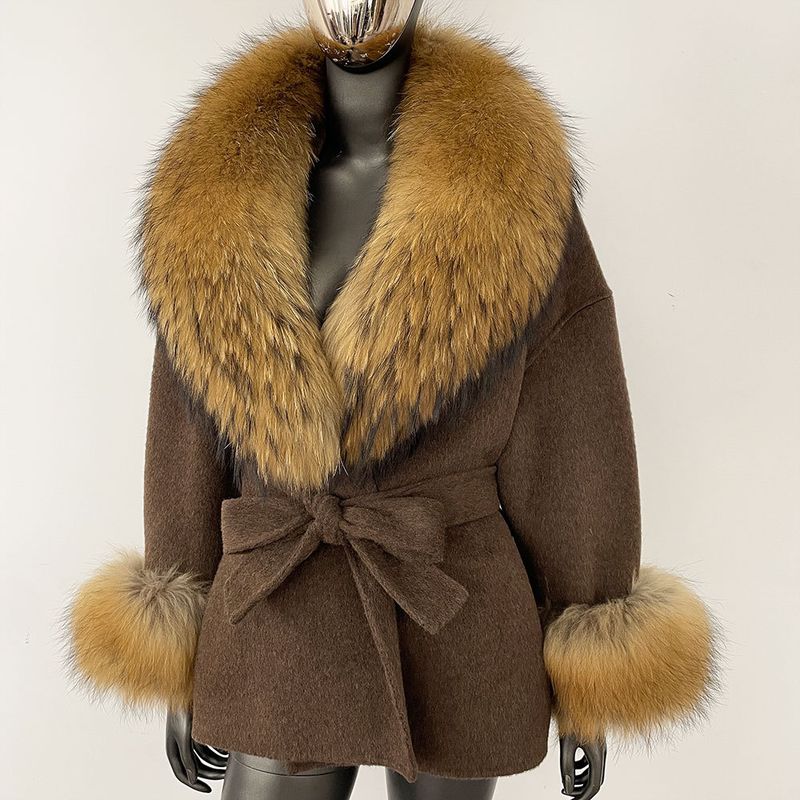 Luxuriöser doppelseitiger Wollmantel mit Fuchspelzkragen – Übergroßer Damen-Wintermantel, eleganter mittellanger Trenchcoat für Freizeit und Büro_voghion.com