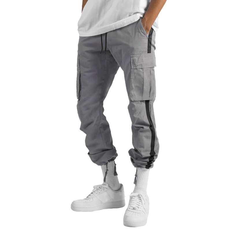 Pantaloni cargo da uomo nuovi, primavera-autunno 2025, con coulisse e design a blocchi di colore_voghion.com