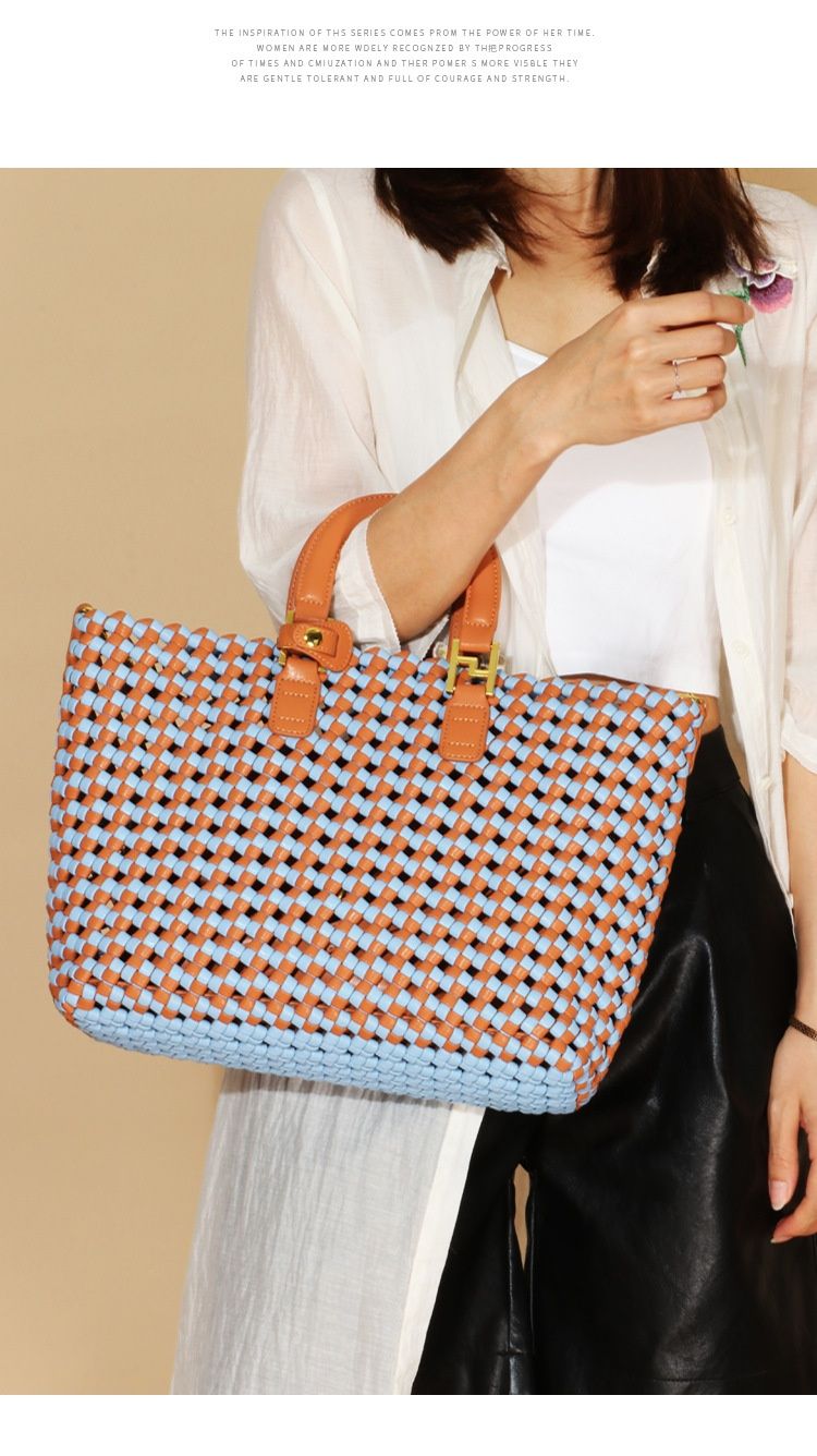 Håndvesker til kvinner, nye sommervevde handlevesker, enkle, uformelle skuldervesker, fasjonable og allsidige mor-og-barn-vesker, myntvesker._voghion.com