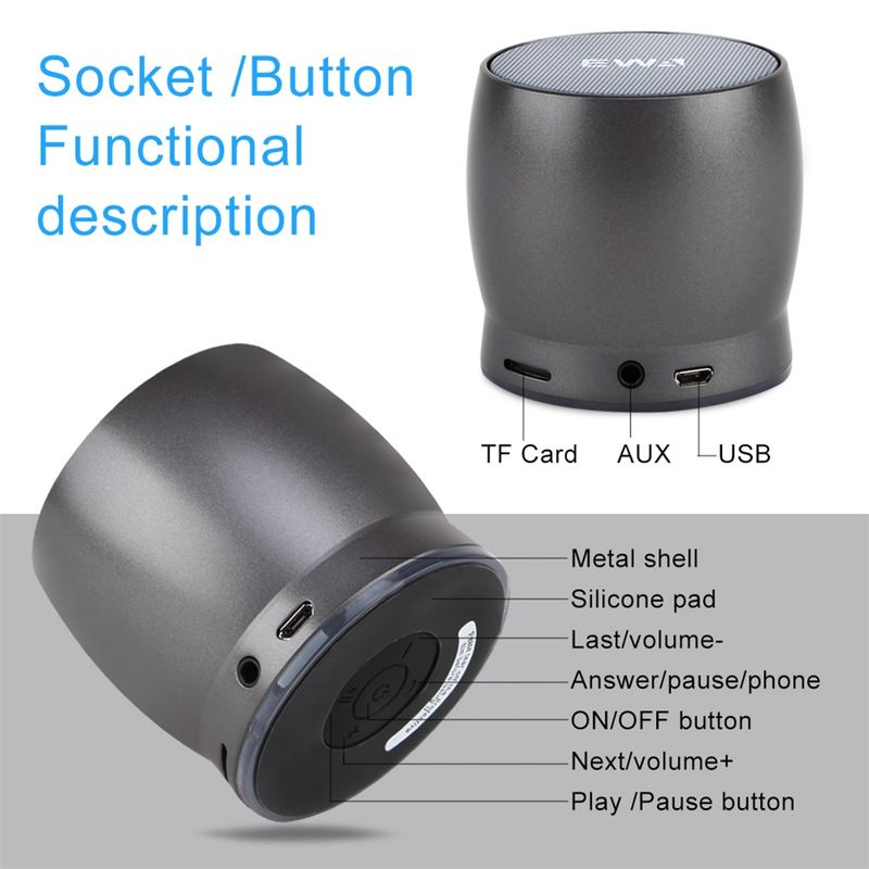 EWA A150 Bärbar Mini Bluetooth Högtalare Trådlös Hifi Stereo Stark Bas Musik Högtalare Metall Subwoofer, Stöder Micro SD-kort & 3,5 mm AUX (Rose Gold)_voghion.com