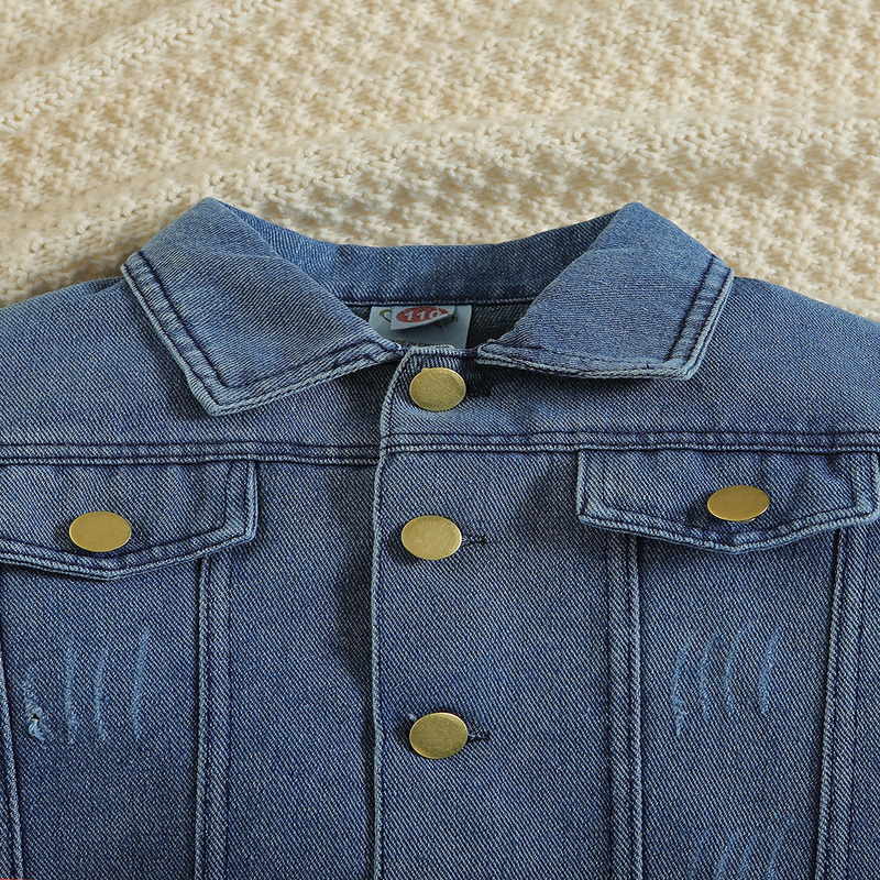 Babykleidung Mode Mädchen Denim Anzug kleine und mittlere Kinder Rundhals Langarm Anzug zweiteilige Flut_voghion.com