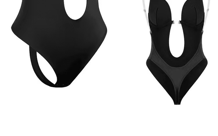 djup V rygglös magkontroll korsett body suit osynliga axelband aftonklänning bh body suit body shaper_voghion.com