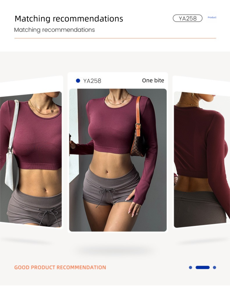 Chaqueta de manga larga con cremallera y cuello alto para mujer, estilo transfronterizo, ideal para otoño e invierno. Ropa de yoga ajustada de secado rápido._voghion.com