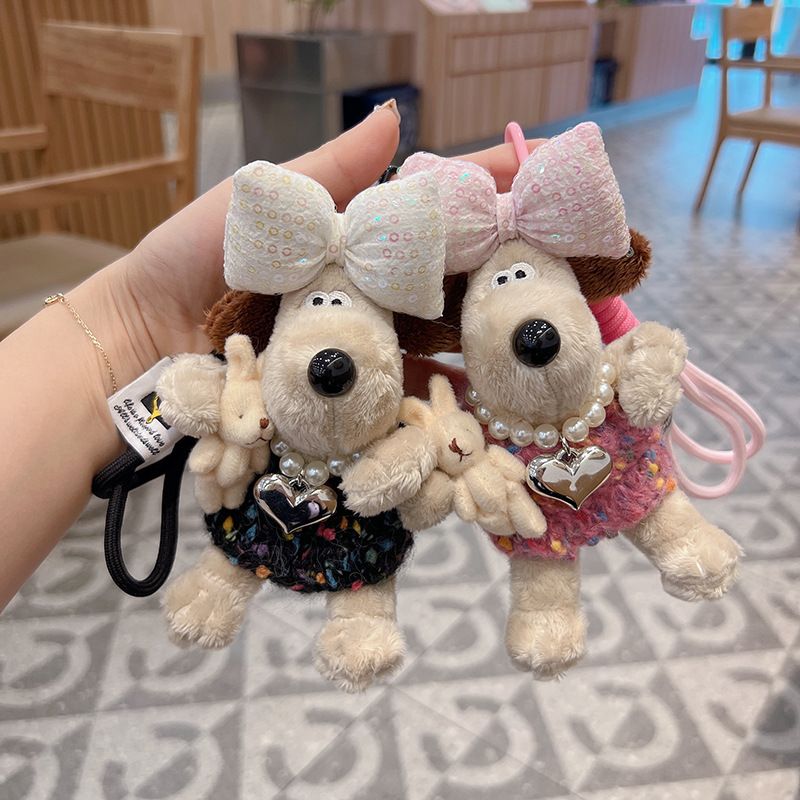 New Woolen Dress Plush Chubby Car Keychain Cartoon Hugging Rabbit Chef Dog Plushie Bag Pendant_voghion.com