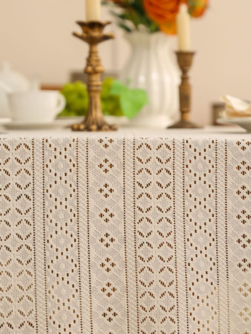 Nordic Luxury Dot Lace Trim Tablecloth – Elegant Non-Slip Durable Cover For Dining Table, Coffee Table, And Side Table, Multiple Colors & Sizes_voghion.com