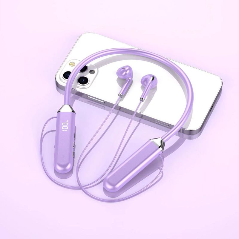 Neu Berlin Sound Neckband In-Ear Drahtlose Bluetooth Kopfhörer Ultra Lange Batterie Lebensdauer Laufen Sport Power Display_voghion.com