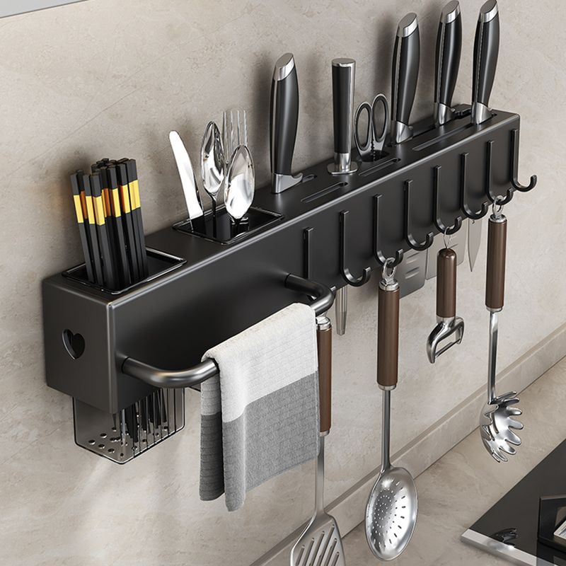 Wandmontierter Küchenmesserhalter mit integriertem Topfdeckelhalter, Essstäbchenhalter und Schneidebrett-Messeraufbewahrung_voghion.com