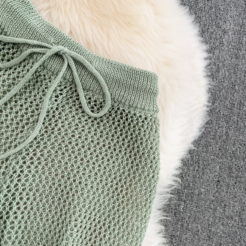 Ženska oblačila Praznična moda vroče dekle, poševni ovratnik, kratek top z odprtimi rameni, dvodelna obleka, visok pas, votle pletene pajkice, poletje_voghion.com