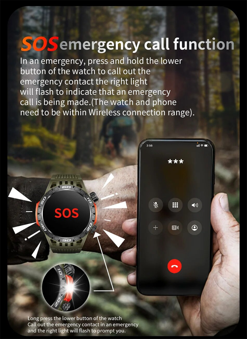 GPS-Tracking-Kompass AMOLED-Bildschirm Smart IP68 wasserdicht Outdoor Sports Fiess Uhr Bluetooth Call Männer_voghion.com