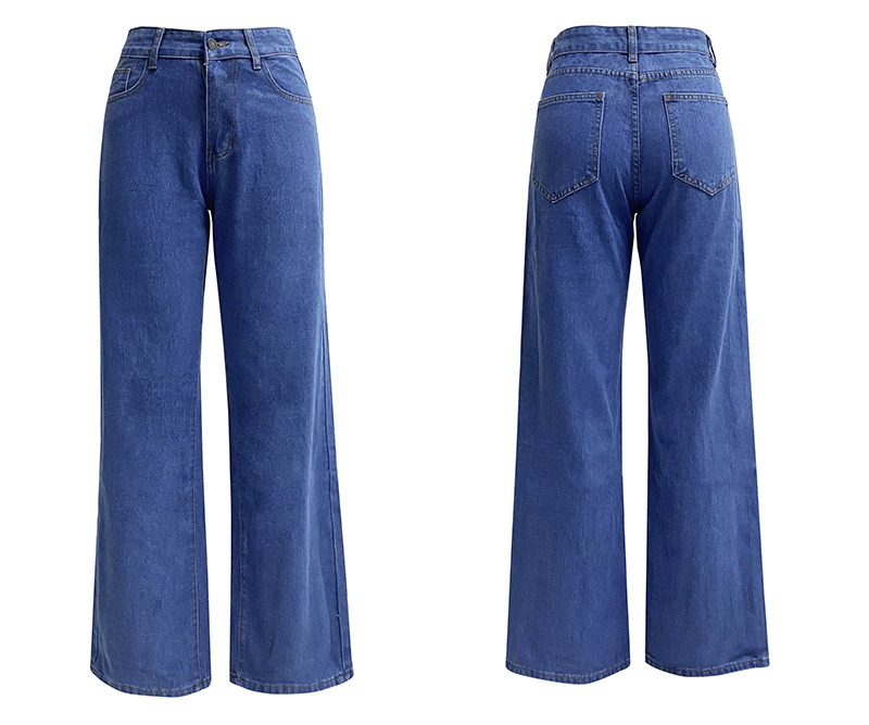 Damkläder i het stil, stretchtvättad denim mode raka byxor jeans dambyxor_voghion.com