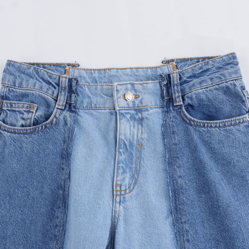 Dametøj 2024 sommer nyt patchwork kjole denim bukser sæt_voghion.com