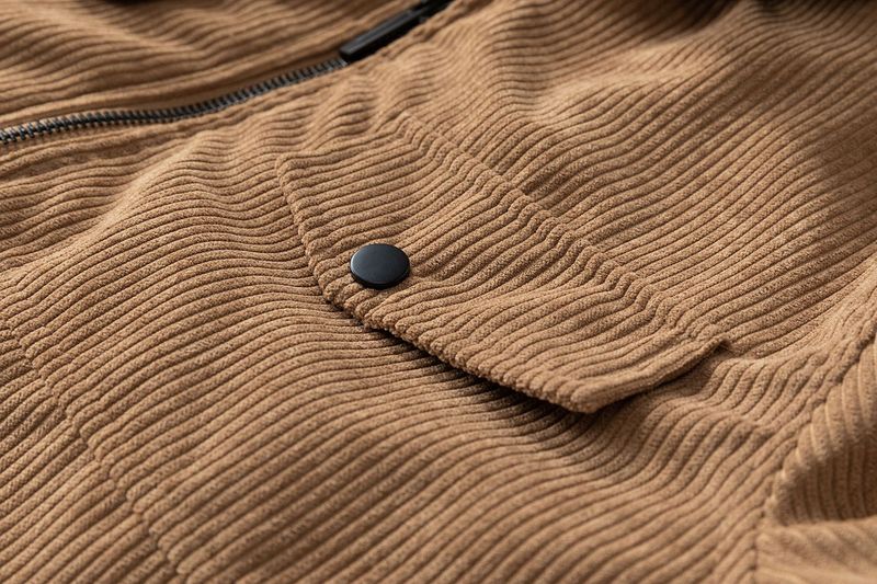 Herren-Arbeitsjacke aus Cord – Vintage-Passform im Relaxed Fit mit gestepptem Futter, winddichter Mantel mit Reißverschluss für den Winter (Schwarz/Anthrazit/Karamell, 100 % Polyester)_voghion.com