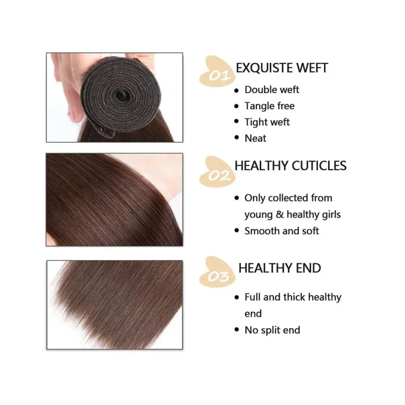 Bundle di capelli umani color cioccolato, colore 4, bundle di capelli lisci vergini brasiliani_voghion.com