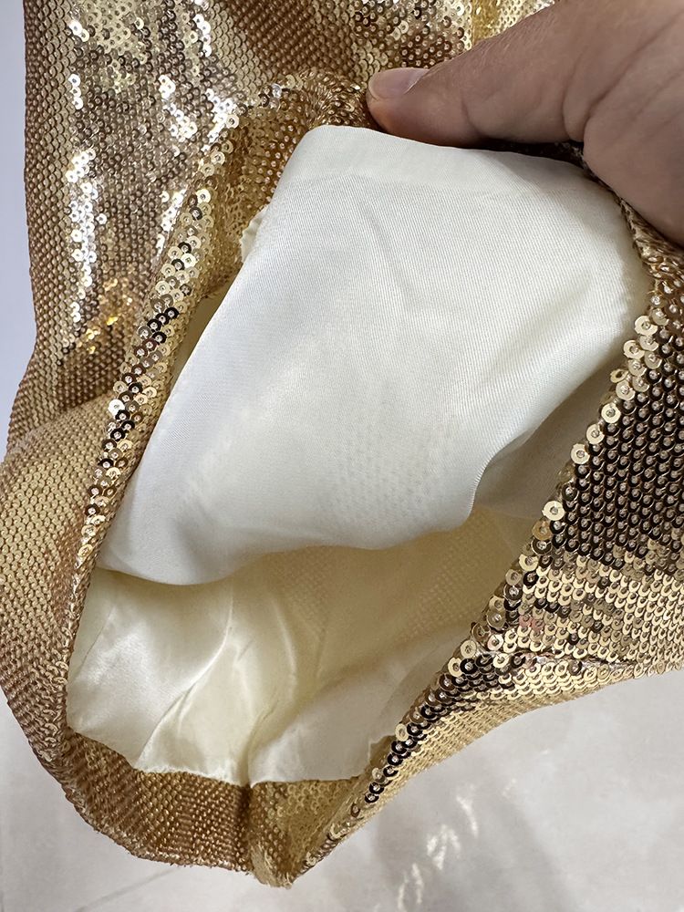 Damenbekleidung Mode Gold Pailletten Anzug Jacke Hose Anzug Zweiteiliger Anzug_voghion.com