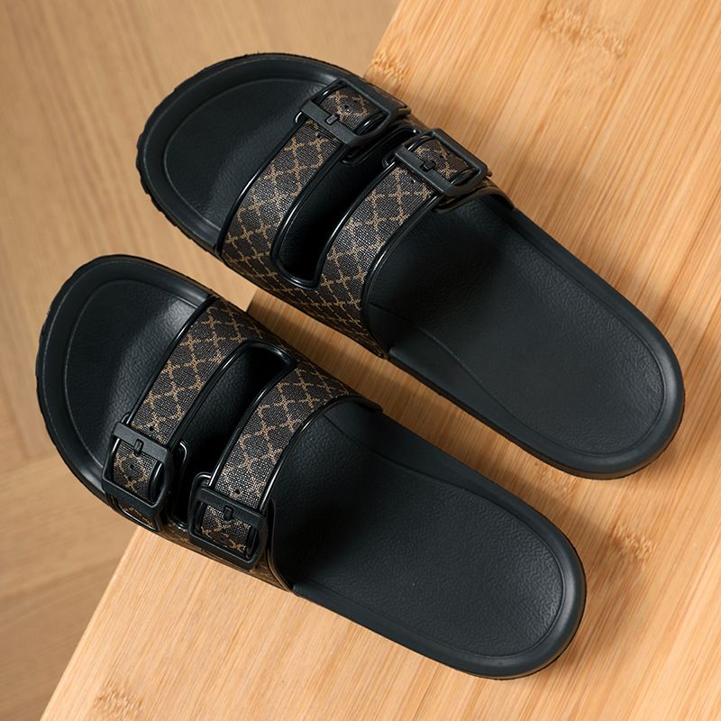 【】 Pantofole da uomo One Word con un tocco di alta qualità, blocco di colore, antiscivolo, antiodore, suola morbida leggera in EVA insapore,_voghion.com