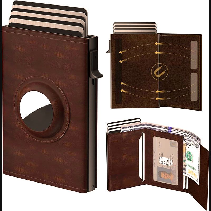Microfiber Oil Wax Men's Wallet Tri-fold Rfid Anti-theft Brush Automatic Pop-up Card Bag_voghion.com