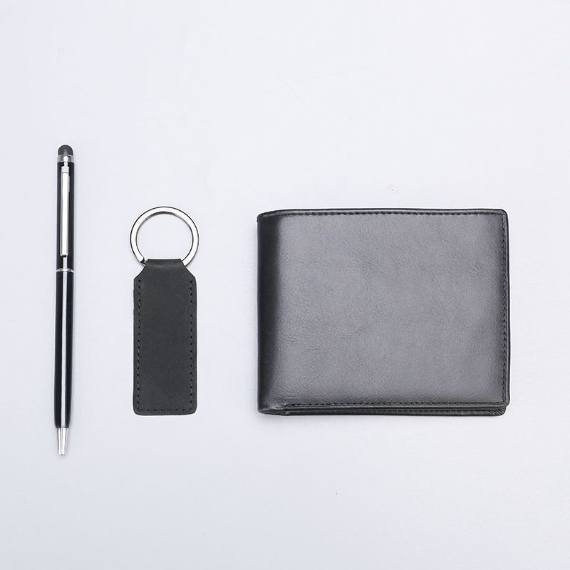 Men's Gift Set Men's Genuine Leather Wallet Set Cowhide Wallet Wallet Short Wallet_voghion.com