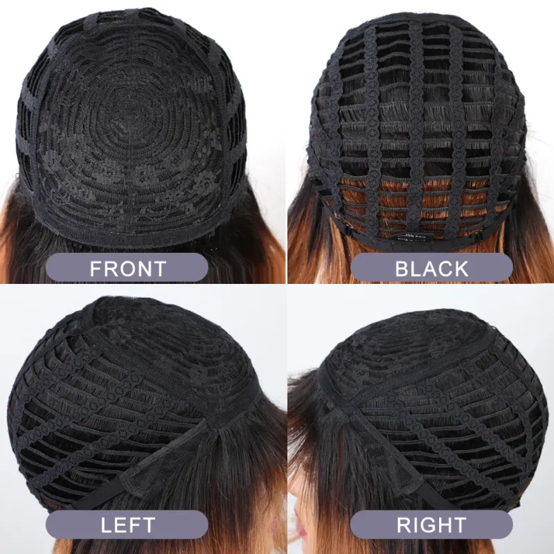 Glattes Haar Bob Perücken Brasilianische Echthaar Perücke mit Pony Kurze Bob Perücken für schwarze Frauen_voghion.com