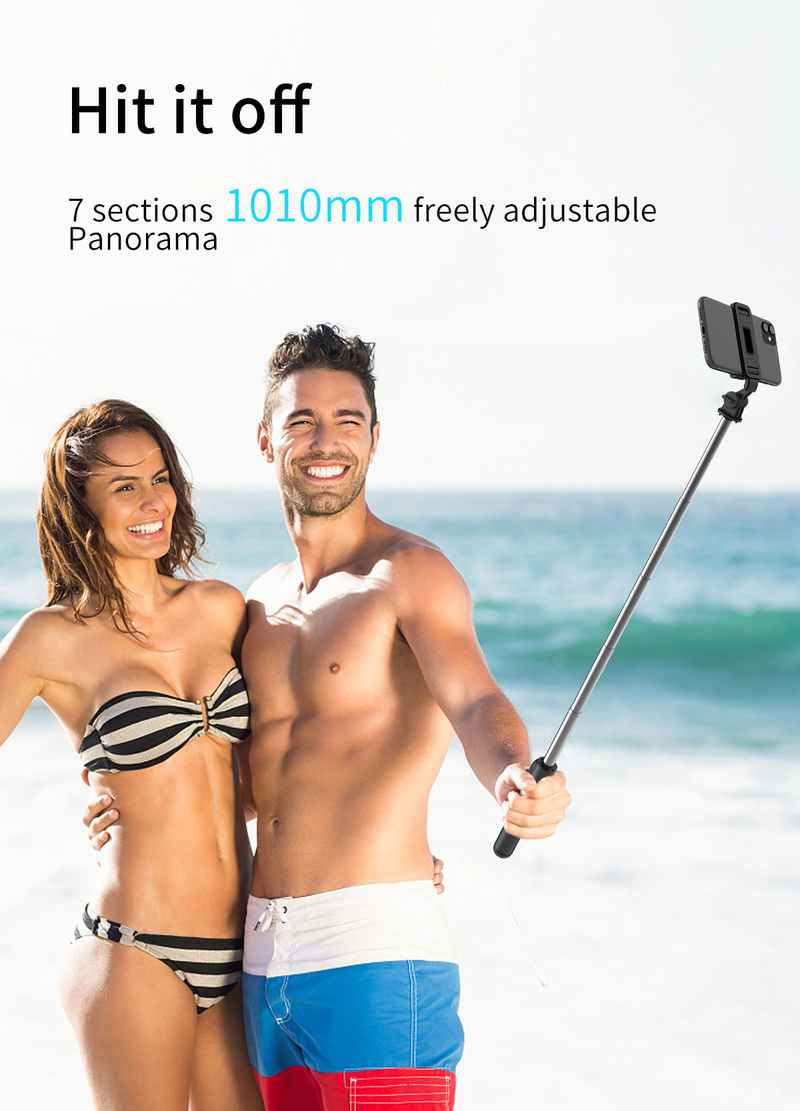 Trépied avec télécommande sans fil amovible, perche à selfie portable extensible 4 en 1 et voyage sur téléphone portable_voghion.com