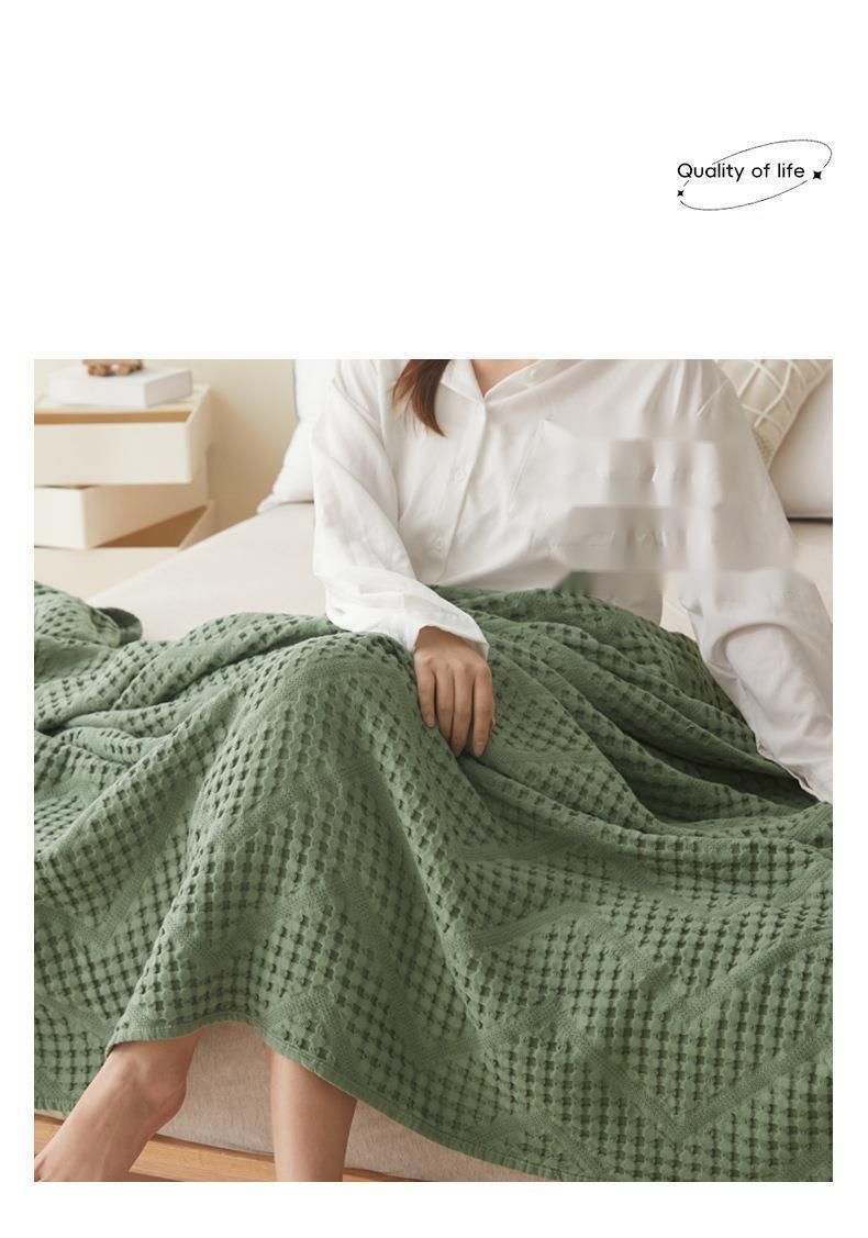 2025 Pure Cotton Hollow Out All-Cotton Gauze Towel Summer Cool Single Double Children Sofa Cover Blanket Thin Quilt_voghion.com