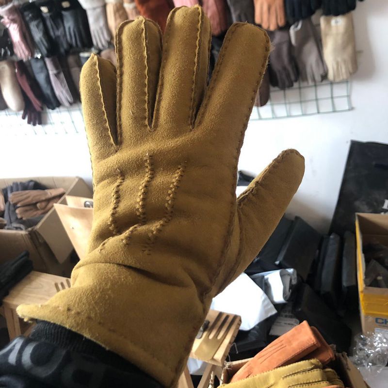 Gants d'hiver en peau de mouton véritable, intégrés, pour hommes et femmes, pour l'extérieur, chauds, entièrement en cuir, faits à la main_voghion.com
