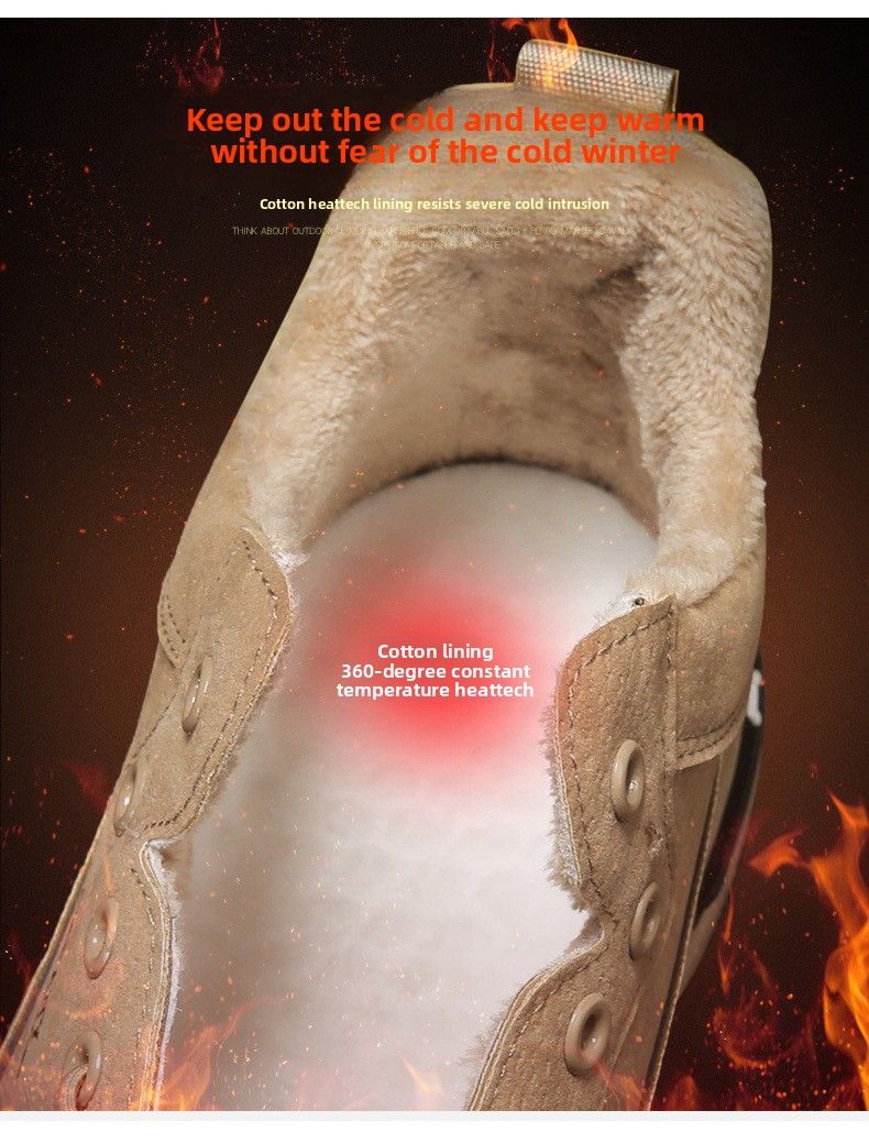 Scarpe antinfortunistiche alla moda, da uomo, invernali, in caldo cotone, casual, impermeabili, antiscivolo, nere, slip-on, foderate in pile_voghion.com
