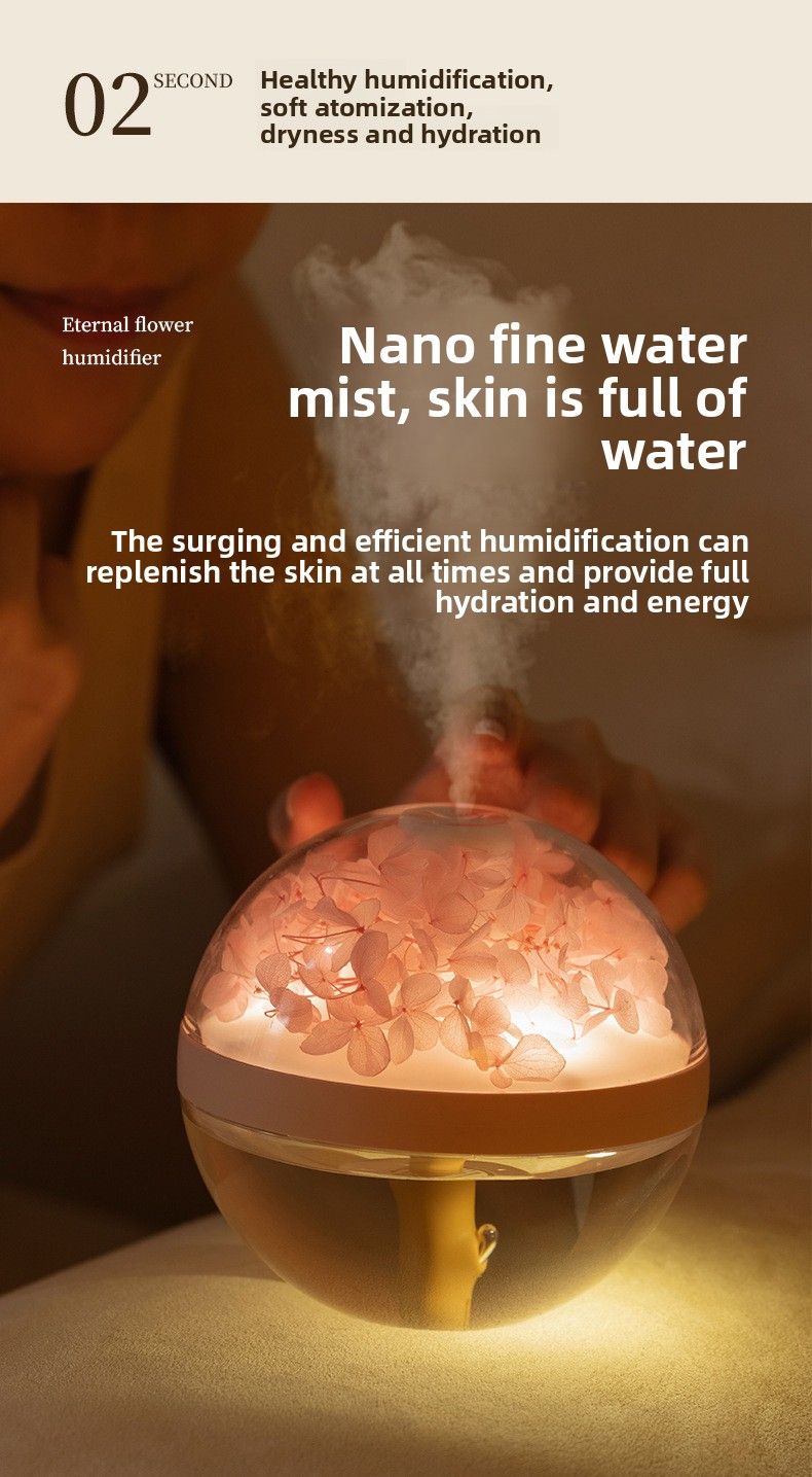 Preserved Flower Humidifier - Mini USB Portable | Aromatherapy Light Desktop Ornament | Gift Idea_voghion.com