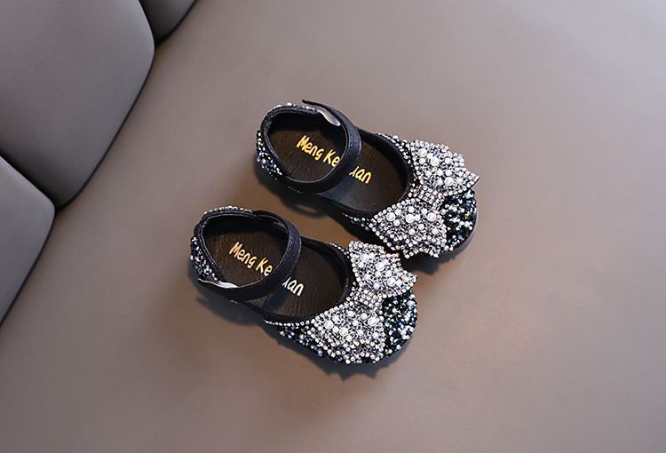 Mädchen Prinzessin Square Mund Strass Schleife Einzelschuh Schuhe Show Tanzschuhe_voghion.com