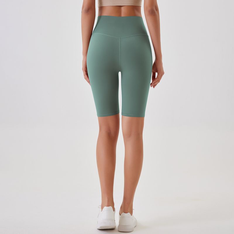 Women's Clothing double-sided brushed yoga shorts without embarrassing lines, buttocks lifting and abdominal control sports running fitness pants_voghion.com