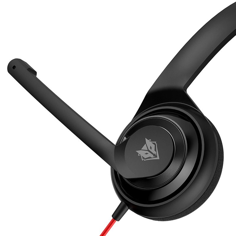 HW02 Cuffie monoauricolare cablate ultraleggere con microfono antirumore e doppia presa USB/3,5 mm per call center, ufficio e lavoro da remoto_voghion.com