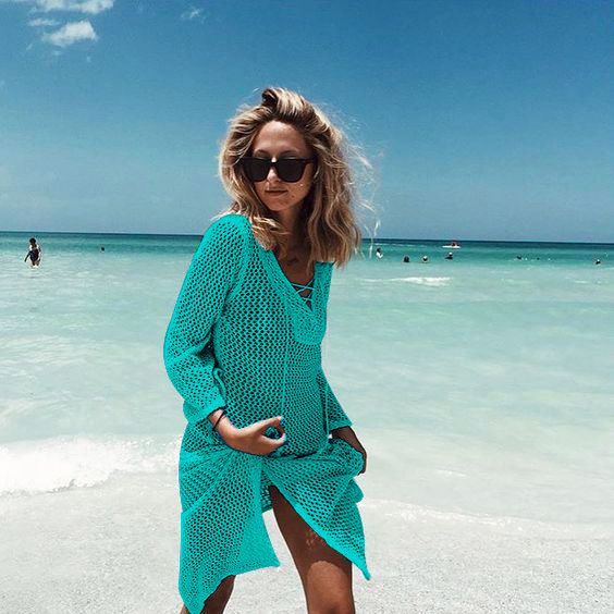 Elegantes Häkel-Bikini-Cover-Up-Strandkleid – Leichter Spitzen-Kimono für Frauen, Boho-Sommerurlaub-Bademode_voghion.com
