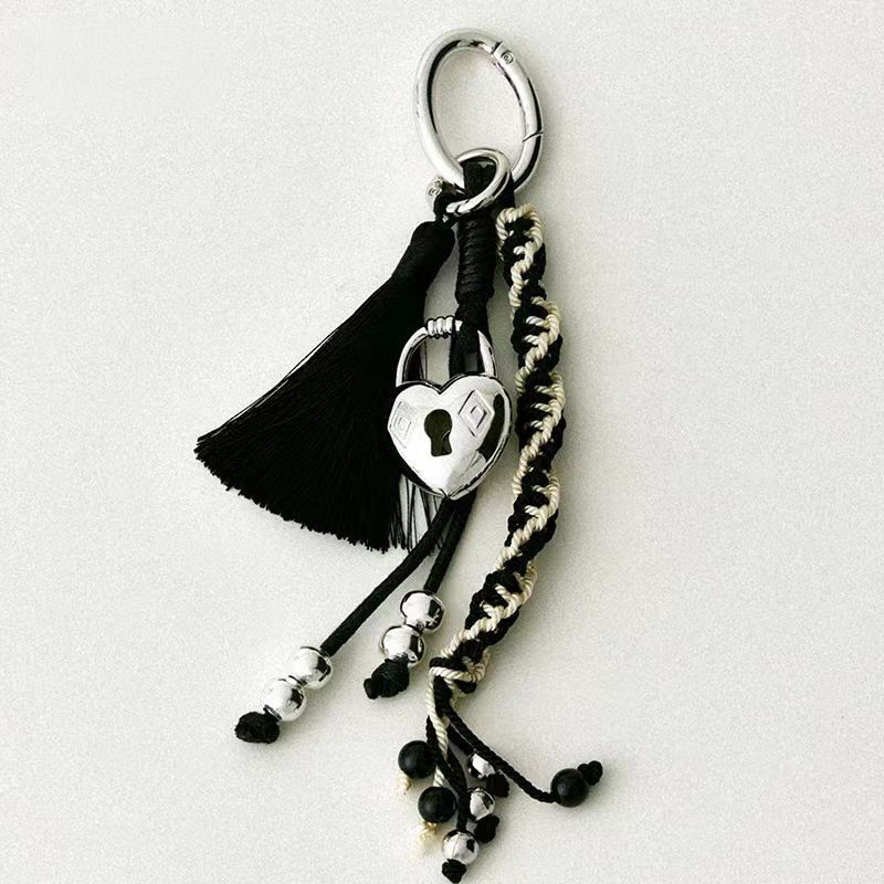 Heart-Shaped Openwork Keyring Women's Pendant Phone Accessory Braided Lanyard Bag Decoration_voghion.com