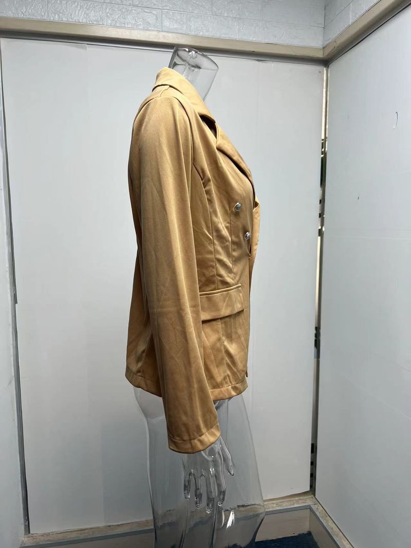 Stile di abbigliamento femminile giacca doppiopetto alla moda e semplice a maniche lunghe per donna_voghion.com