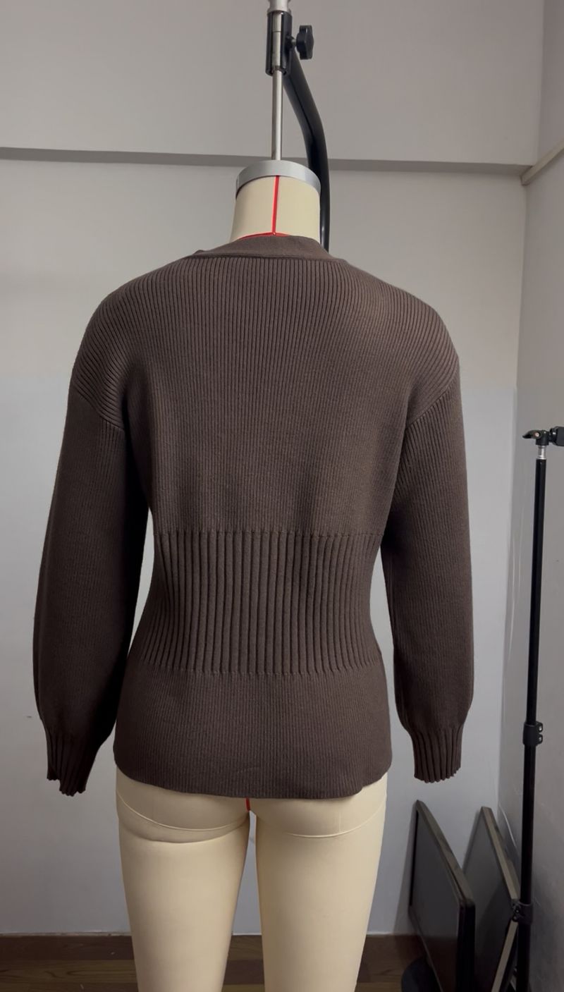 Cardigan in maglia da donna per autunno e inverno, elegante cardigan in maglia da donna per autunno e inverno: snellente, versatile ed elegante con cintura in vita_voghion.com