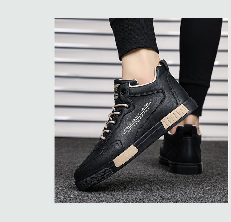 Herrenschuhe Herbst neue atmungsaktive beliebte Herren Casual Lederschuhe Sport Mid Top Sneakers trendige Schuhe für Männer_voghion.com