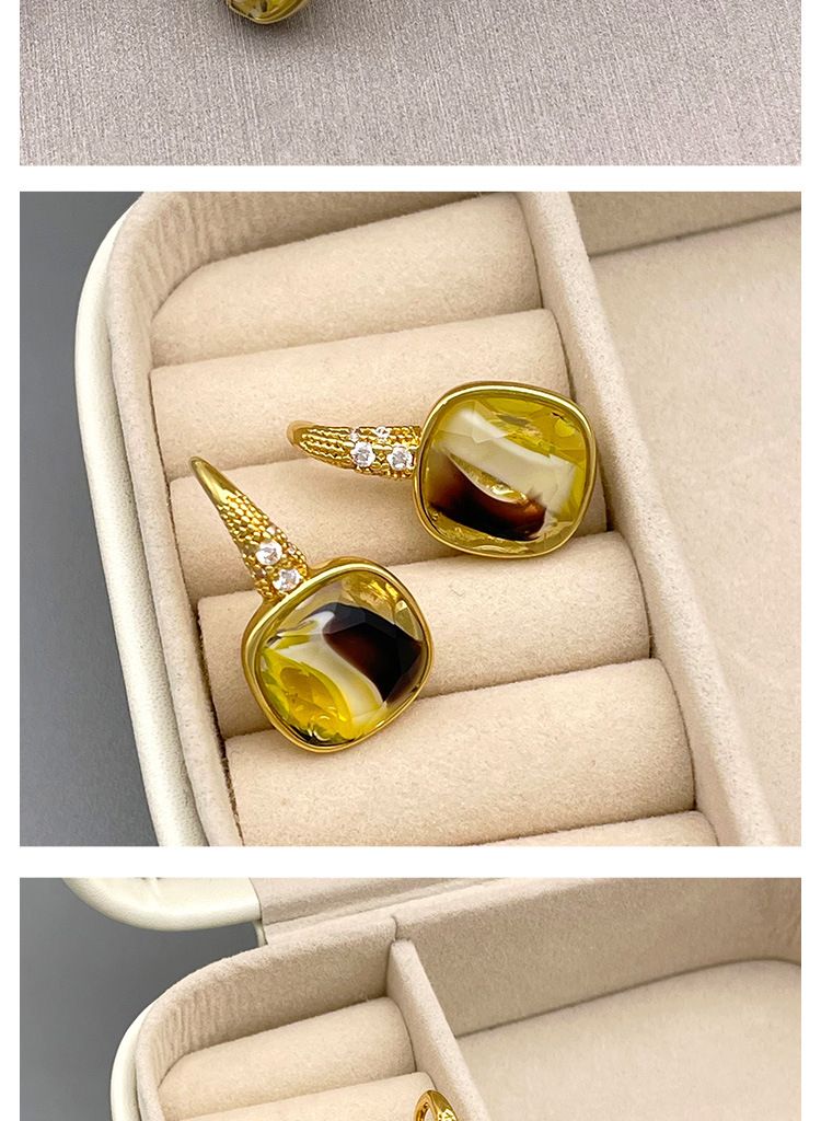 Korean Fashion Commuter Earhook Geometric Inlaid Crystal Glass Personalized Charm with Niche Design Simple Earrings_voghion.com