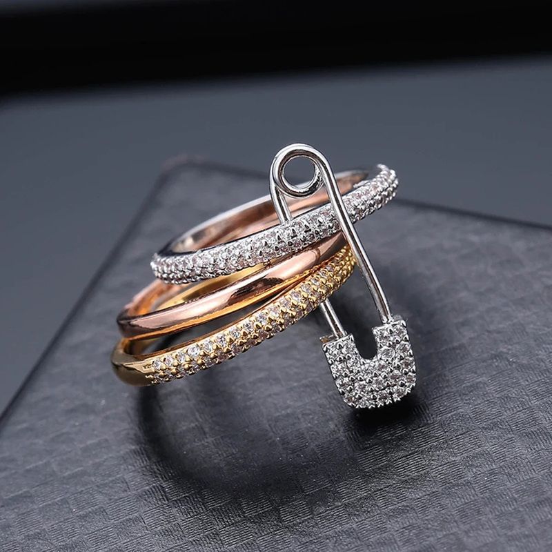 Anello staccabile tricolore di grande vendita, anello con spilla in zircone micro intarsiato personalizzato da donna_voghion.com