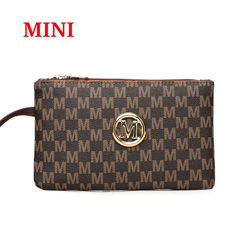 Stylish M-Print Tote & Clutch Bag Set With Chain Strap - Versatile PU Handbag Combo For Women (Black/Brown/White)_voghion.com