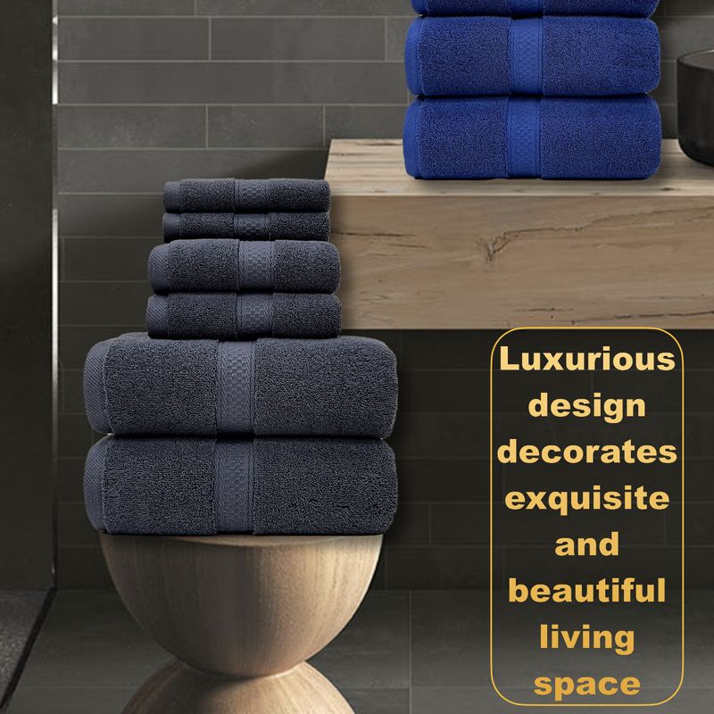 Set di 6 asciugamani da bagno in 100% cotone - Super assorbenti e morbidi - Include asciugamano da bagno, asciugamano per le mani e salvietta - Per uso domestico e SPA di lusso_voghion.com