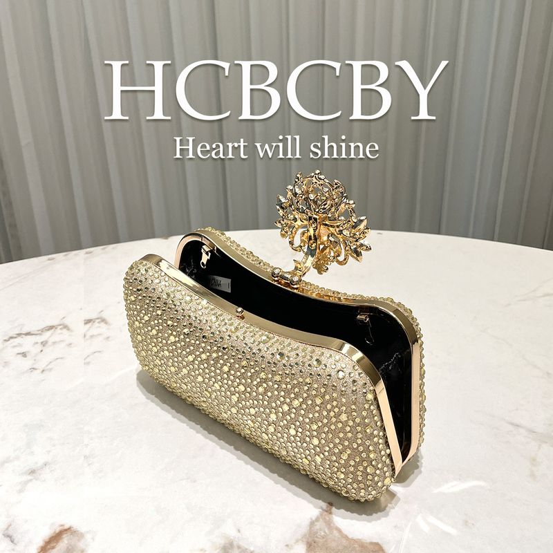 Goldfarbene Luxus-Abendtasche mit Strasssteinen, elegante Clutch mit Strassschnalle, stilvolle Abendtasche für Damen_voghion.com